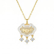 White Cloud Charm Necklace – sterling silver necklace, front view