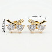 Heart Bow Stud Earrings – sterling silver earrings, front view