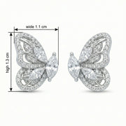 Marquise and Round Butterfly Studs – sterling silver earrings, close-up