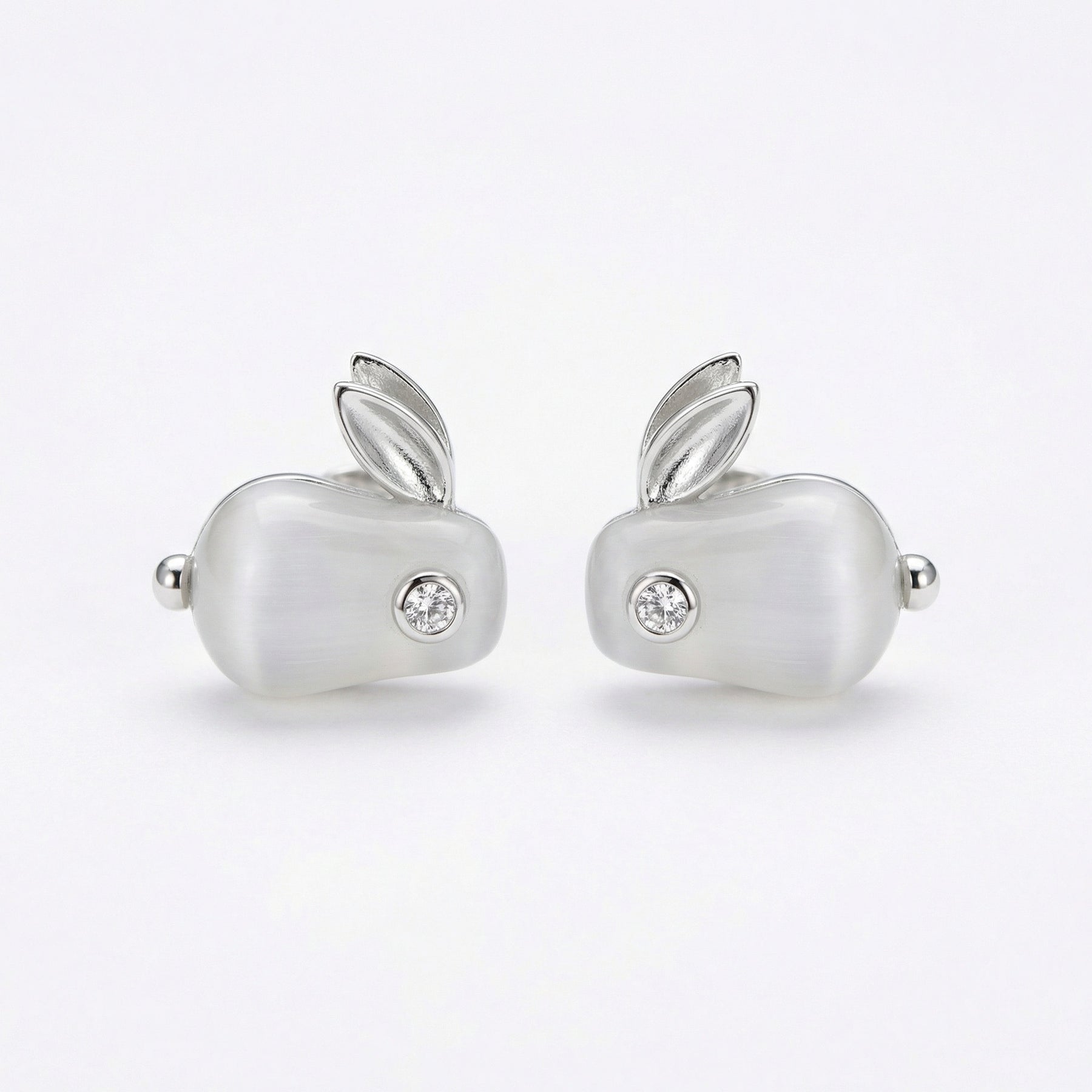 Silver Rabbit Moonstone Stud Earrings – sterling silver earrings