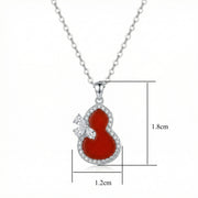 Red Gourd Butterfly Pendant Necklace – sterling silver necklace, close-up