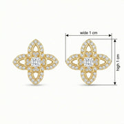 Quatrefoil CZ Princess-Cut Studs – zircon earrings, front view