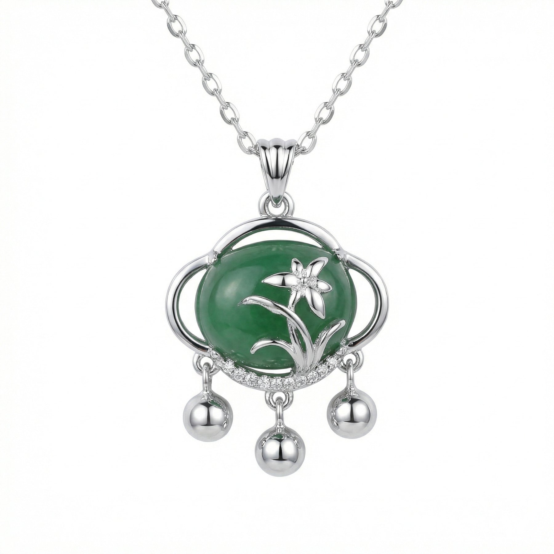 Floral Green Jade Pendant Necklace – jade necklace