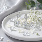 Butterfly and Flower Drop Earrings – sterling silver earrings