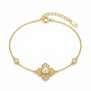 Pearl Clover Charm Bracelet – pearl bracelet, side detail