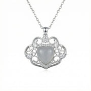 Ornate Heart Moonstone Necklace – sterling silver necklace