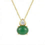 Pear-Shaped Jadeite Sparkling stone Necklace – jade necklace, front view