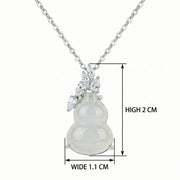 White Jade Gourd Necklace, Sparkling stone Leaves – jade necklace, front view