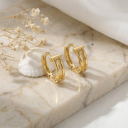 Double-Bar Geometric Huggie Hoops – sterling silver earrings