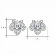 Pear-Cut Floral Stud Earrings – sterling silver earrings, side detail