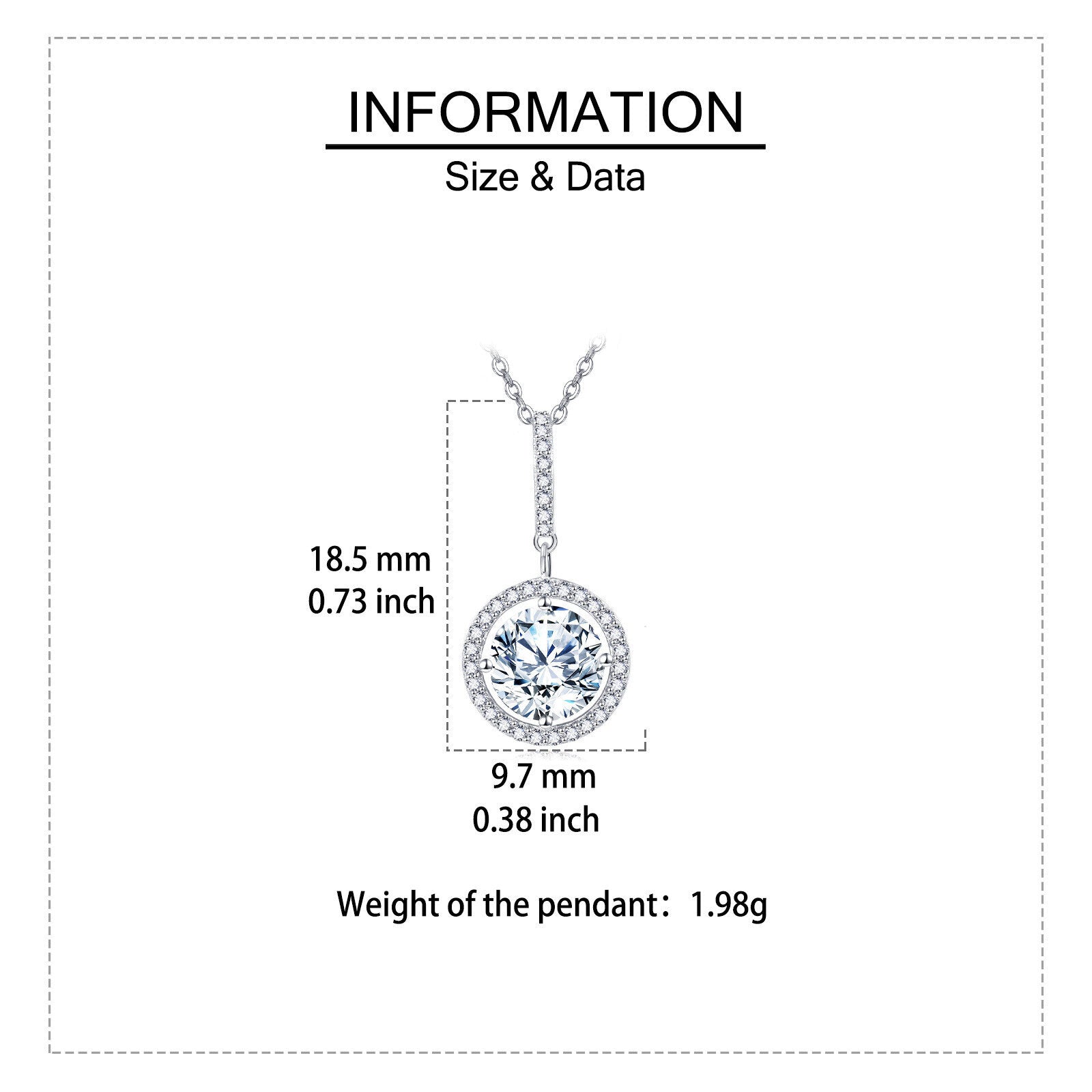 Sparkling stone Halo Solitaire Necklace – sparkling stone necklace, side detail