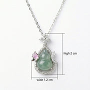 Jadeite Gourd Necklace with Pink Detail – jade necklace, front view