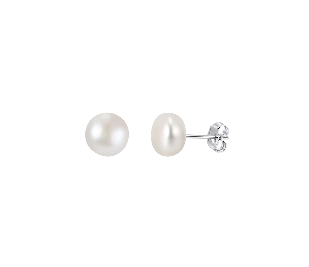 Everyday Pearl Stud Earrings – pearl earrings, close-up