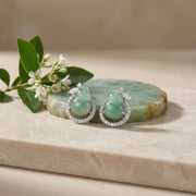 Jadeite Gourd Stud Earrings – jade earrings, side detail