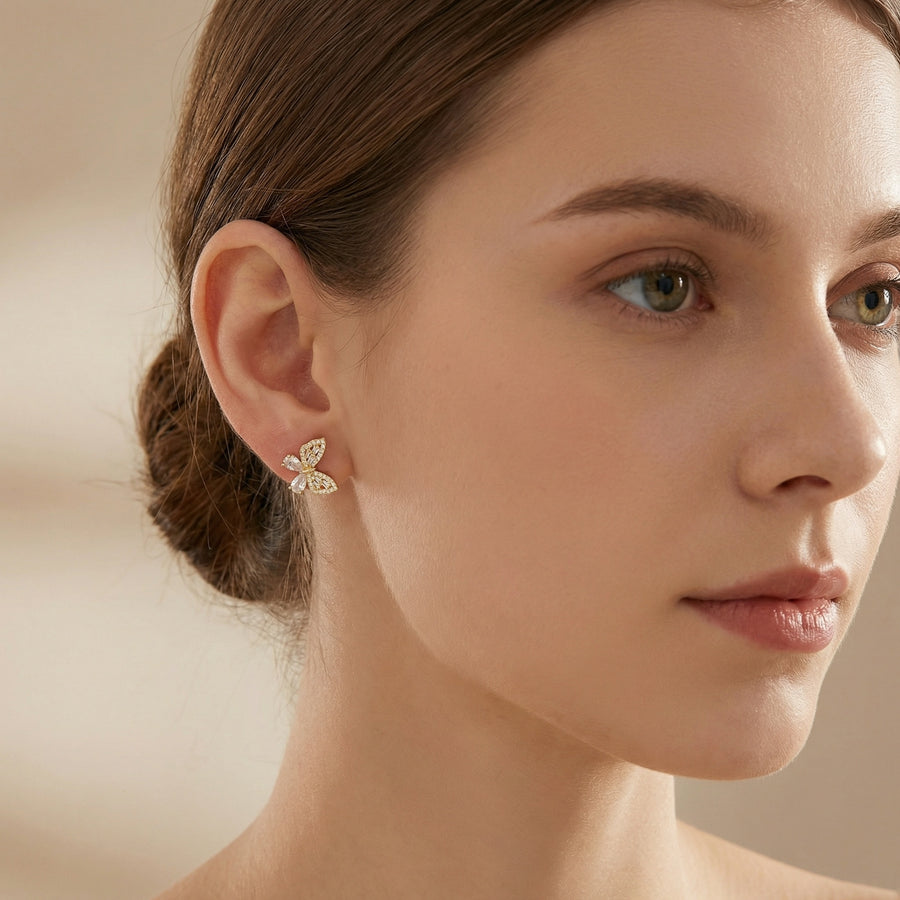 Butterfly Pear-Cut Crystal Studs – crystal earrings, front view