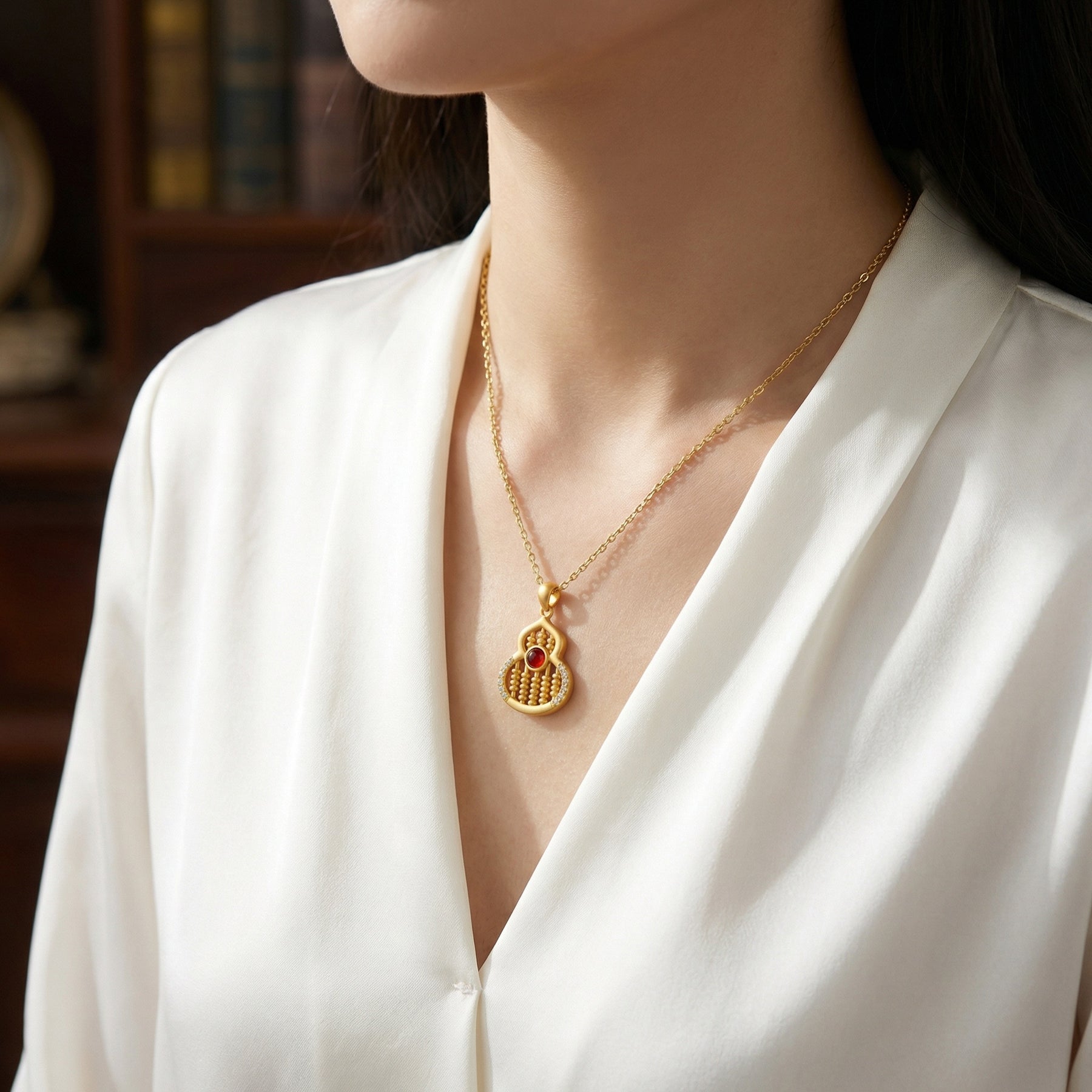 Abacus Gourd Pendant Necklace – sterling silver necklace