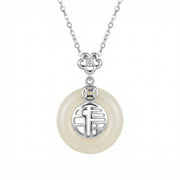 Jade 'Fu' Blessing Pendant Necklace – jade necklace, close-up