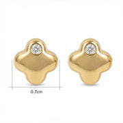 Sculptural Four-Lobe Stud Earrings – sterling silver earrings, close-up