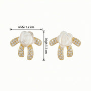 Mother-of-Pearl Rose Bow Studs – mother-of-pearl earrings, front view