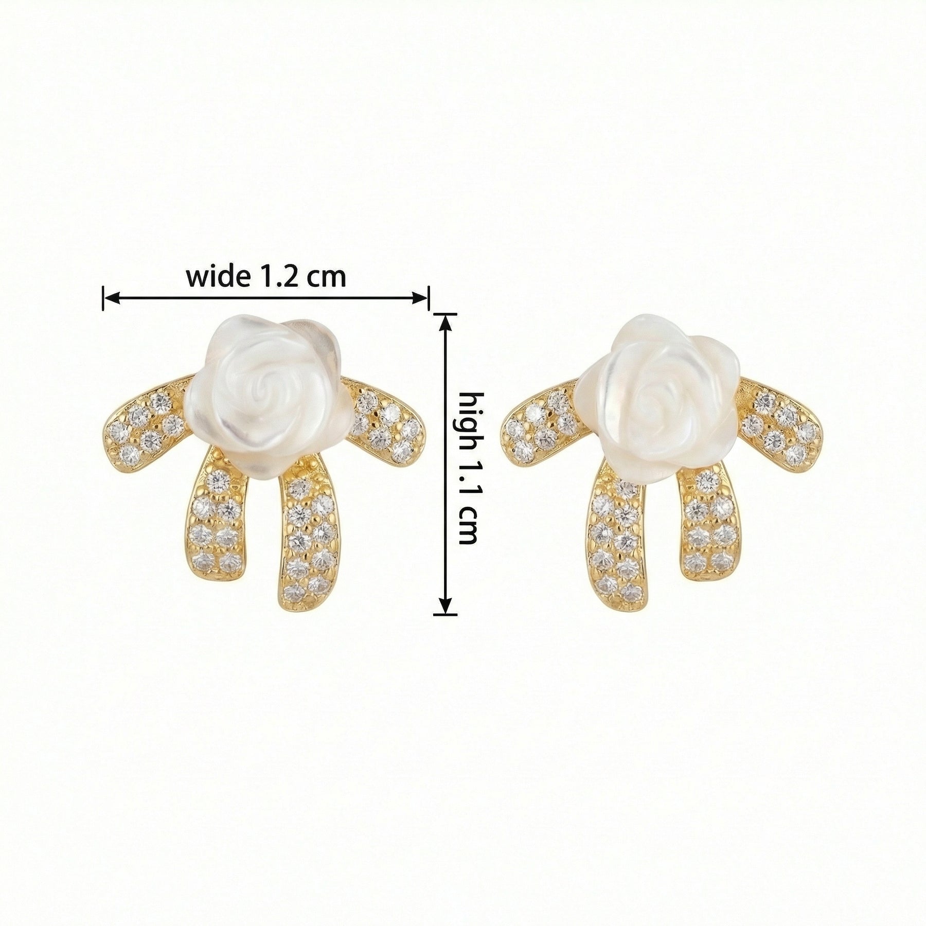 Mother-of-Pearl Rose Bow Studs – mother-of-pearl earrings, front view