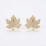 Crystal Maple Leaf Stud Earrings – crystal earrings