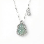 Double Gourd Jadeite Pendant Necklace – jade necklace, side detail