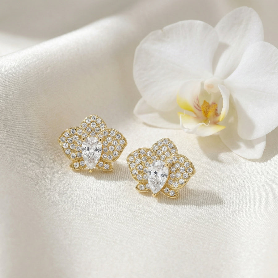 Orchid Blossom Pear-Cut Studs – sterling silver earrings