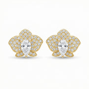Orchid Blossom Pear-Cut Studs – sterling silver earrings, front view
