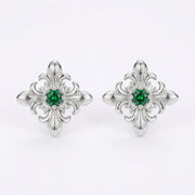 Vintage Fleur-de-Lis Green stone Studs – green stone earrings
