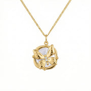 Circular Butterfly Pendant Necklace – sterling silver necklace, side detail