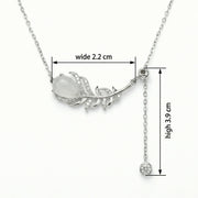 Feather Pendant Necklace with Moonstone – sterling silver necklace, front view