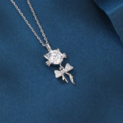 Sparkling stone Cat Pendant Necklace – sparkling stone necklace, side detail