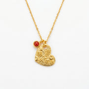 Heart Pendant with Embossed Script – sterling silver necklace, front view