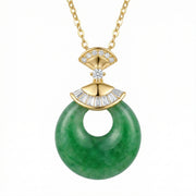 Jade Donut Necklace, Fan Bail – jade necklace, front view