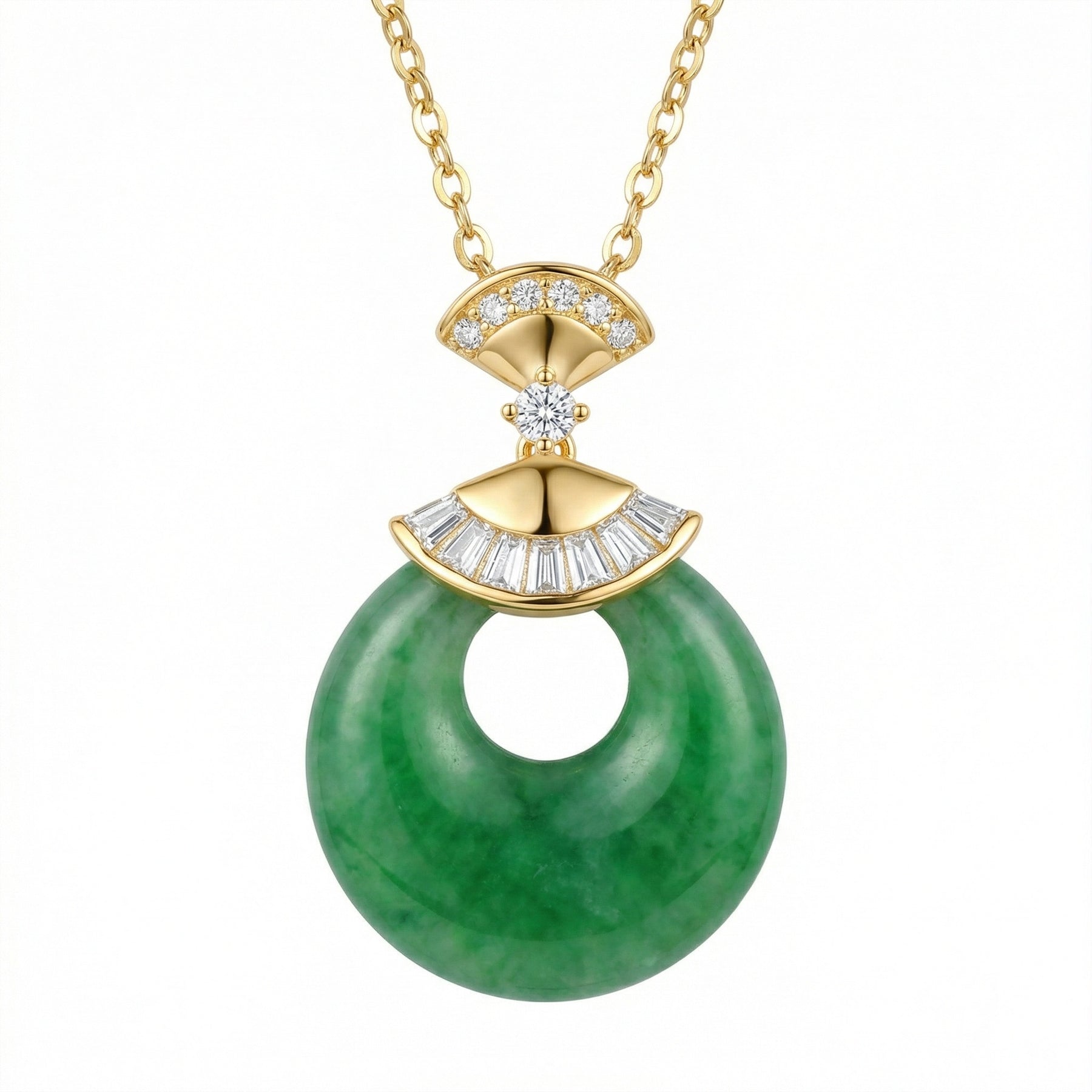 Jade Donut Necklace, Fan Bail – jade necklace, front view