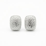 Stardust Textured Cushion Studs – sterling silver earrings, side detail