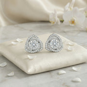 Brilliant-Cut Pavé Halo Stud Earrings – sterling silver earrings, side detail