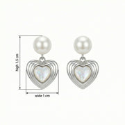 Pearl and Mother-of-Pearl Heart Drops – mother-of-pearl earrings, front view
