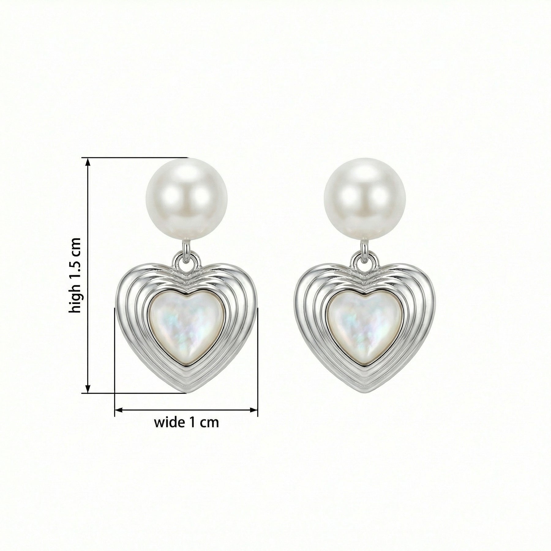 Pearl and Mother-of-Pearl Heart Drops – mother-of-pearl earrings, front view