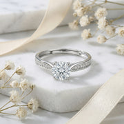 Round Solitaire Adjustable Ring – sterling silver ring, side detail