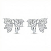 Pavé Ribbon Bow Stud Earrings – sterling silver earrings, side detail