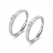 Textured Solitaire Couple Rings – sterling silver ring, side detail