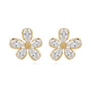 Pear-Cut Crystal Floral Studs, Gilded – crystal earrings