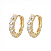Sparkling CZ Huggie Earrings – zircon earrings, close-up