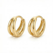 Double-Layer Polished Huggie Hoops – sterling silver earrings