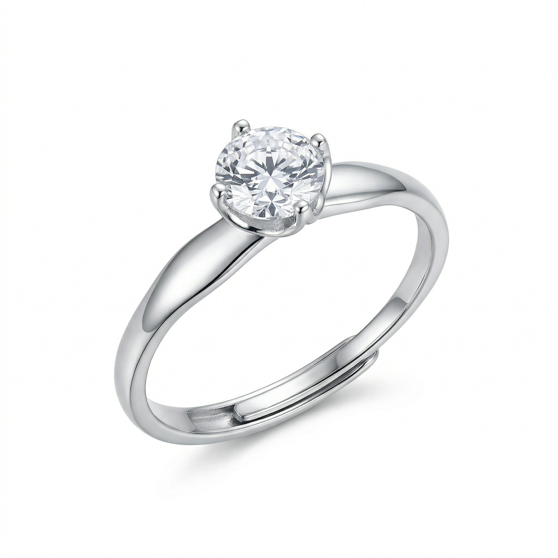 Round Solitaire Engagement-Style Ring – sterling silver ring
