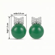 Green Sphere Ribbon Bow Earrings – sterling silver earrings