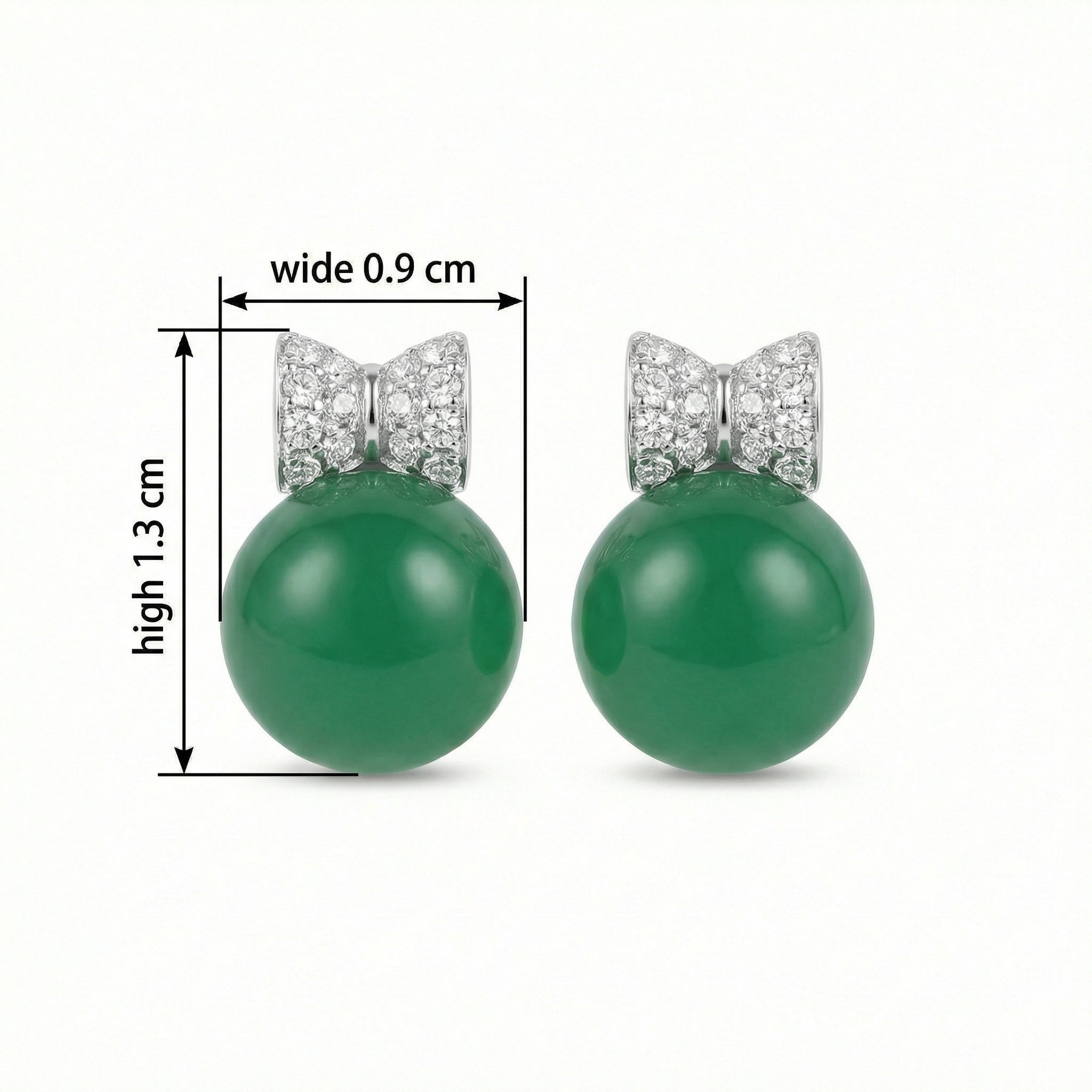 Green Sphere Ribbon Bow Earrings – sterling silver earrings