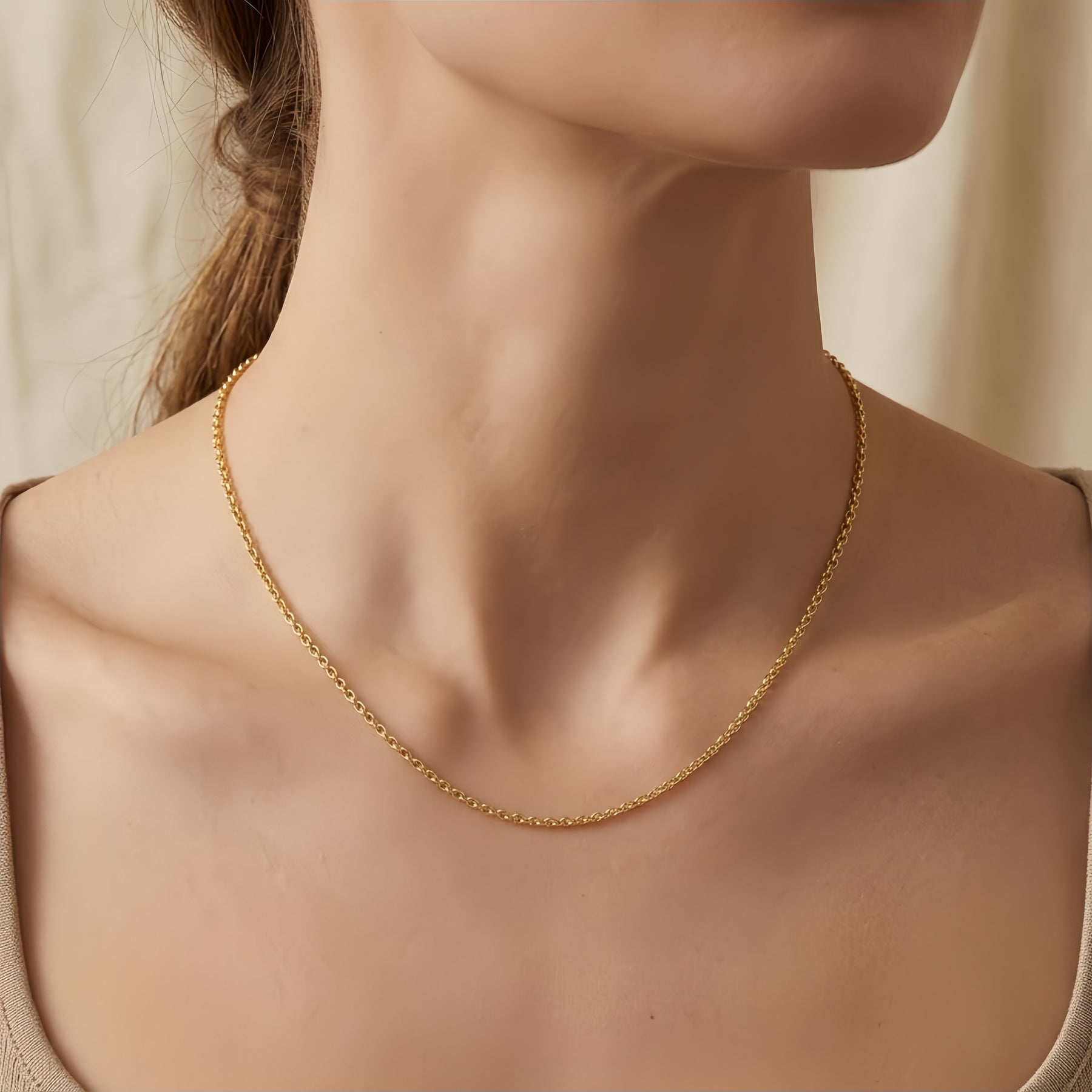 Gold-Plated Italian Rope Chain Necklace – gold-plated necklace, side detail