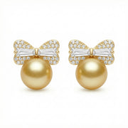 South Sea Pearl Ribbon Earrings – pearl earrings, side detail